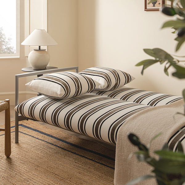 Linea Three Seater Sofa Bed, Taupe Striped Chenille