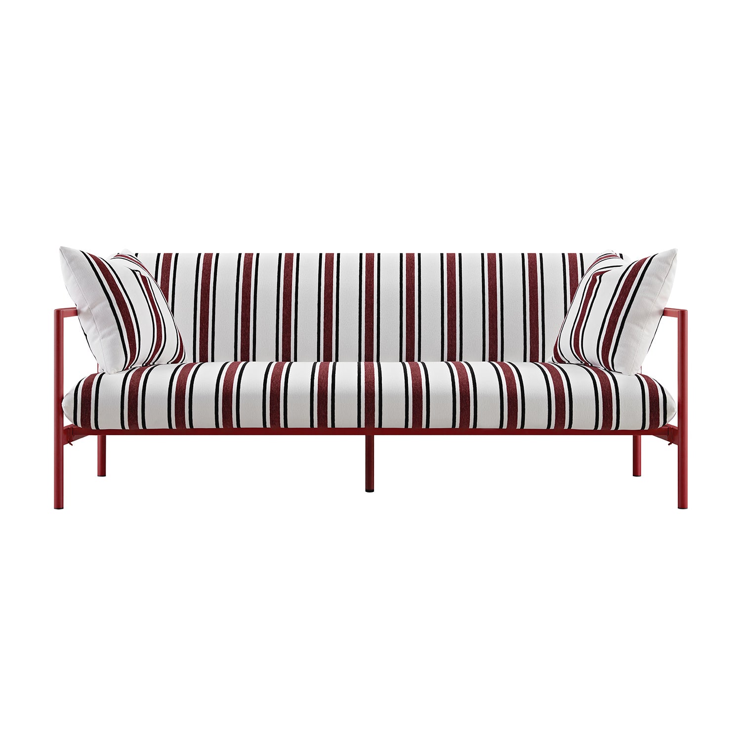 Linea Three Seater Sofa Bed, Maroon Red Striped Chenille