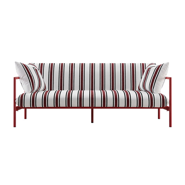 Linea Three Seater Sofa Bed, Maroon Red Striped Chenille