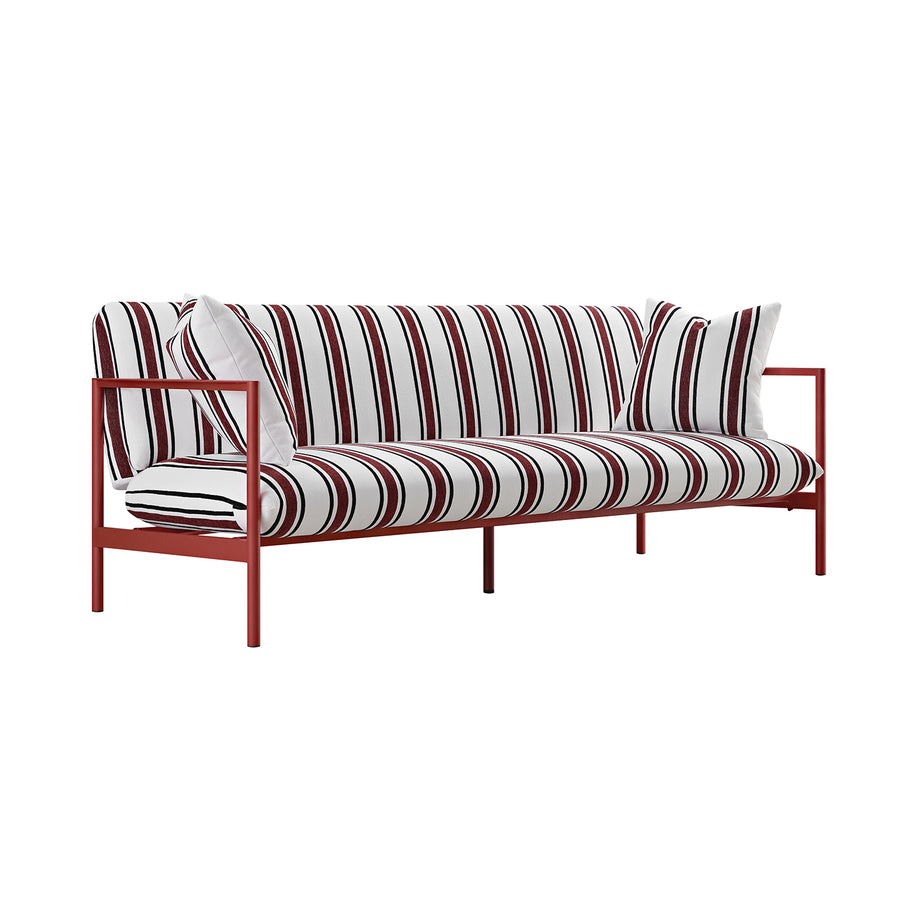 Linea Three Seater Sofa Bed, Maroon Red Striped Chenille