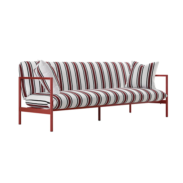 Linea Three Seater Sofa Bed, Maroon Red Striped Chenille