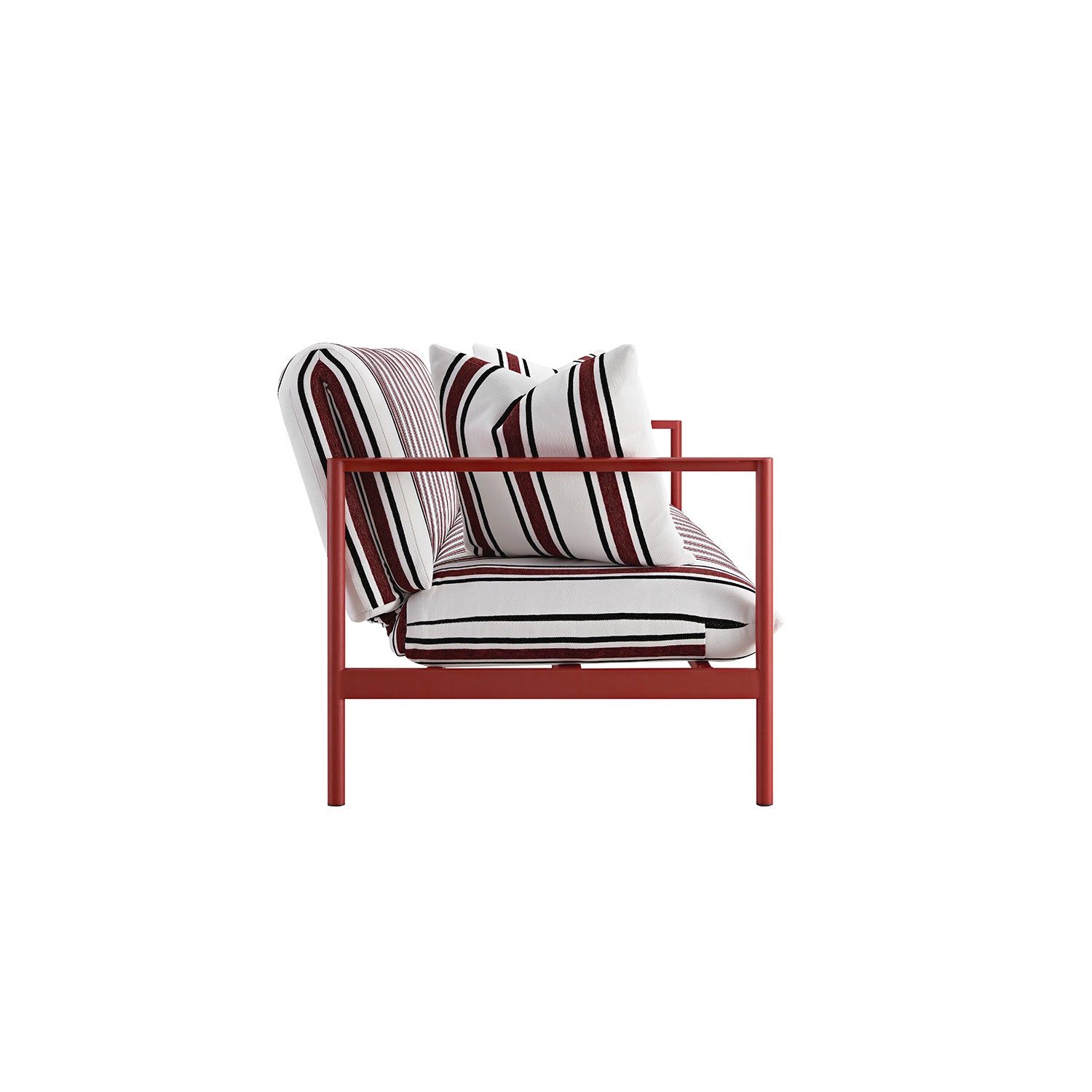 Linea Three Seater Sofa Bed, Maroon Red Striped Chenille
