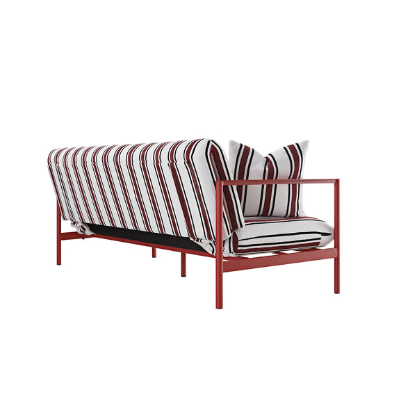 Linea Three Seater Sofa Bed, Maroon Red Striped Chenille