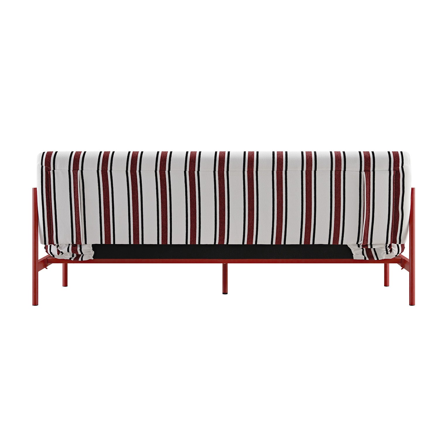Linea Three Seater Sofa Bed, Maroon Red Striped Chenille