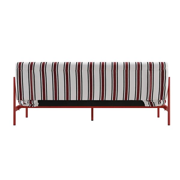 Linea Three Seater Sofa Bed, Maroon Red Striped Chenille