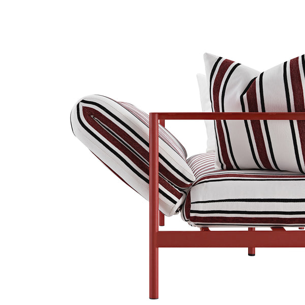 Linea Three Seater Sofa Bed, Maroon Red Striped Chenille
