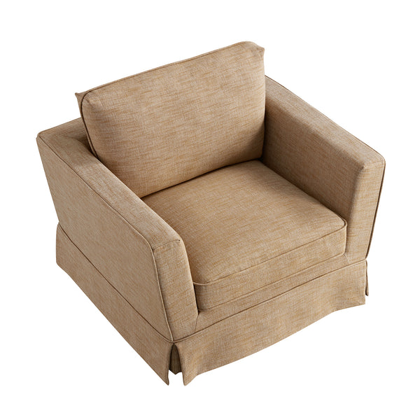 Fitz Skirted Armchair, Apricot Linen Blend - daals