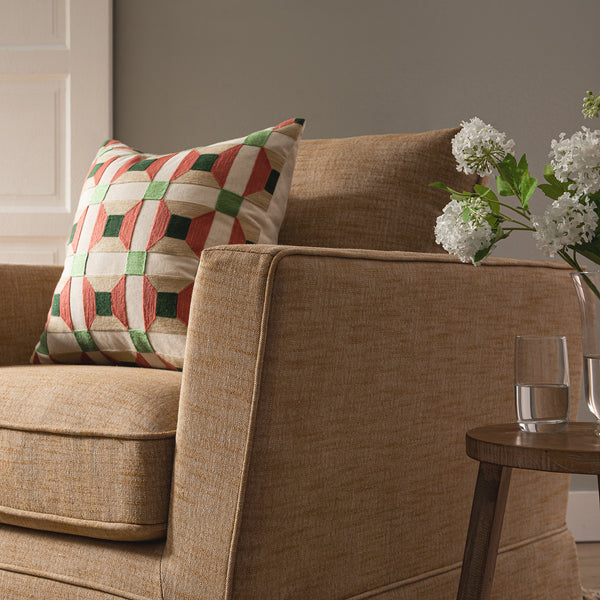 Fitz Skirted Armchair, Apricot Linen Blend - daals