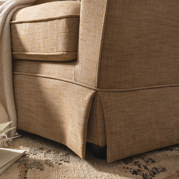 Fitz Skirted Armchair, Apricot Linen Blend - daals