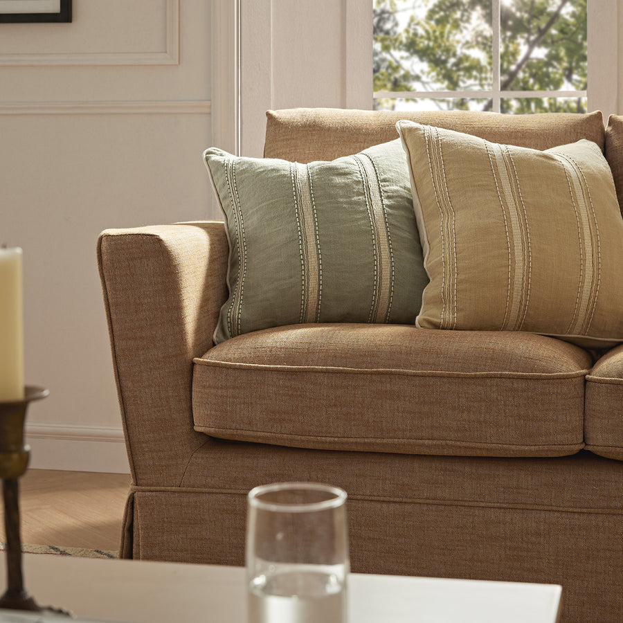 Fitz Skirted 2-Seater Sofa, Apricot Linen Blend