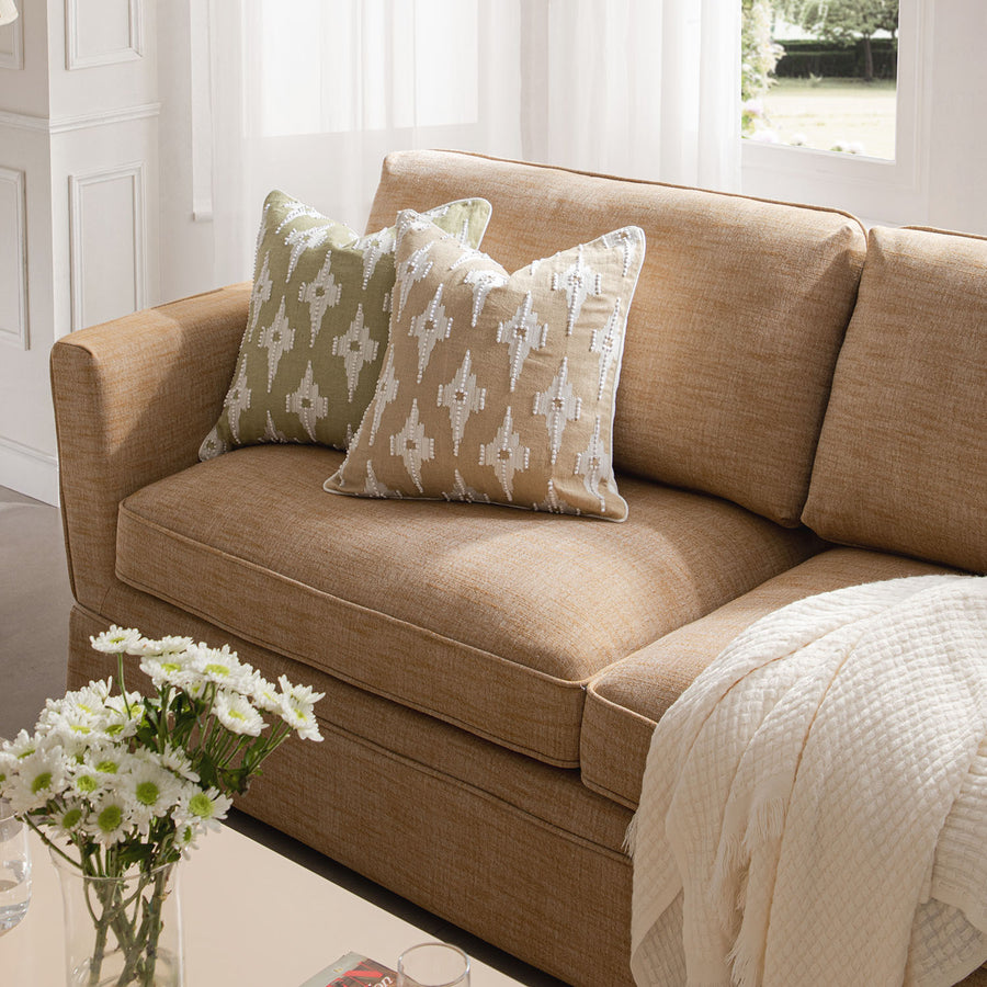 Fitz Skirted Large 3-Seater Sofa, Apricot Linen Blend