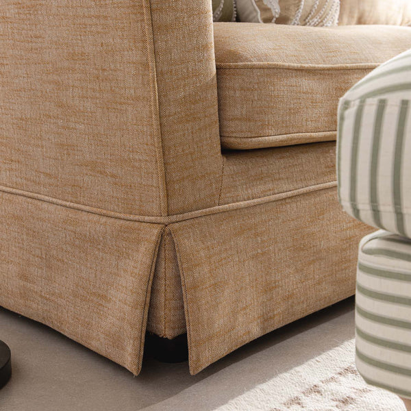 Fitz Skirted Large 3-Seater Sofa, Apricot Linen Blend