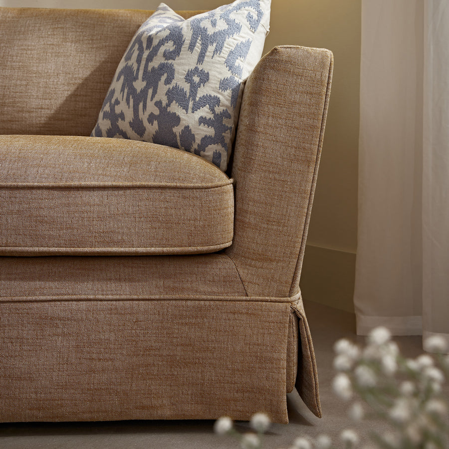 Fitz Skirted Loveseat, Apricot Linen Blend