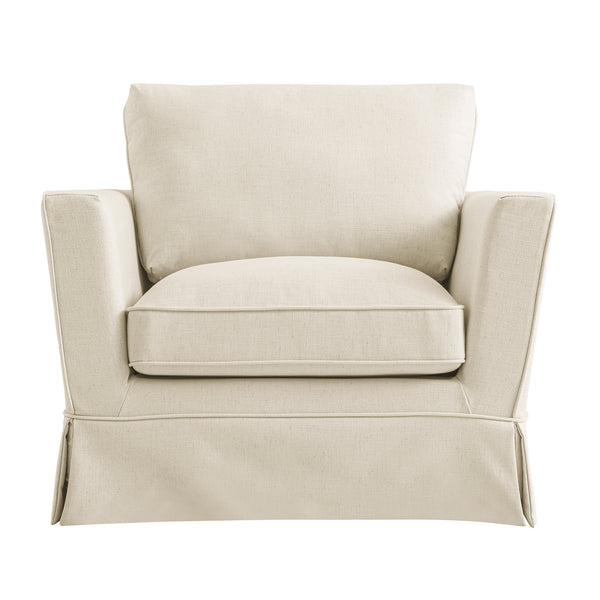 Fitz Skirted Armchair, Oatmeal Linen Blend