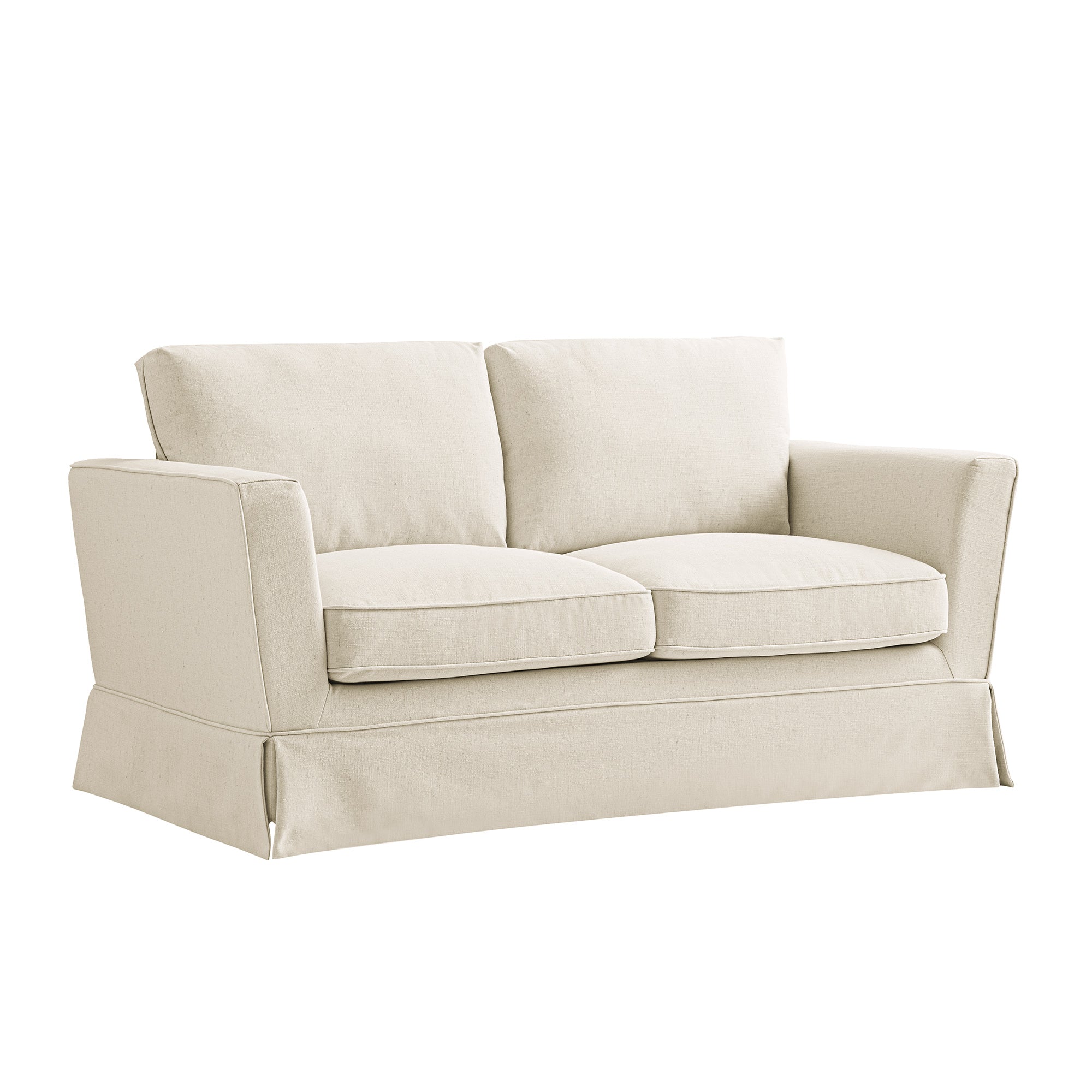 Fitz Skirted 2-Seater Sofa, Oatmeal Linen Blend | daals