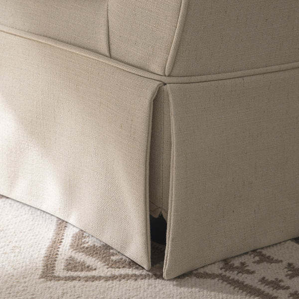 Fitz Skirted Loveseat, Oatmeal Linen Blend