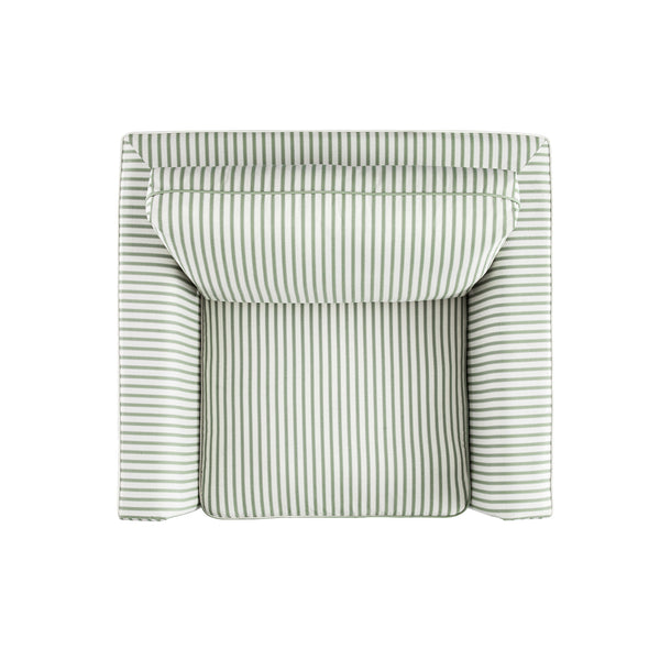 Fitz Skirted Armchair, Sage Striped Linen Blend
