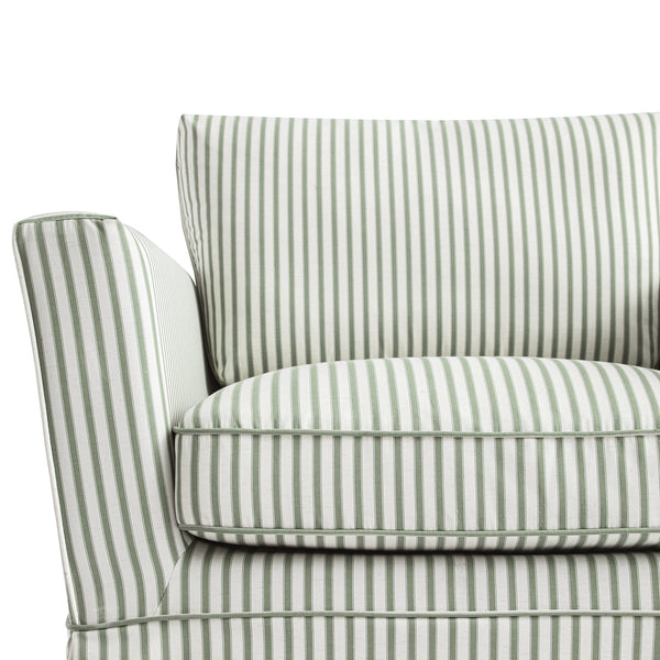 Fitz Skirted Armchair, Sage Striped Linen Blend
