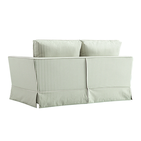 Fitz Skirted 2-Seater Sofa, Sage Striped Linen Blend