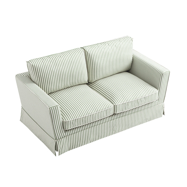 Fitz Skirted 2-Seater Sofa, Sage Striped Linen Blend