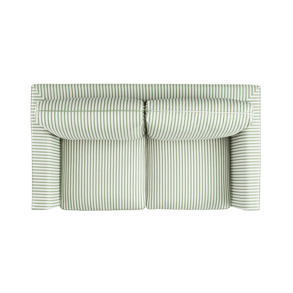 Fitz Skirted 2-Seater Sofa, Sage Striped Linen Blend