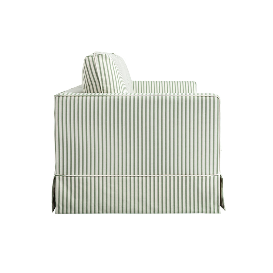 Fitz Skirted Large 3-Seater Sofa, Sage Striped Linen Blend