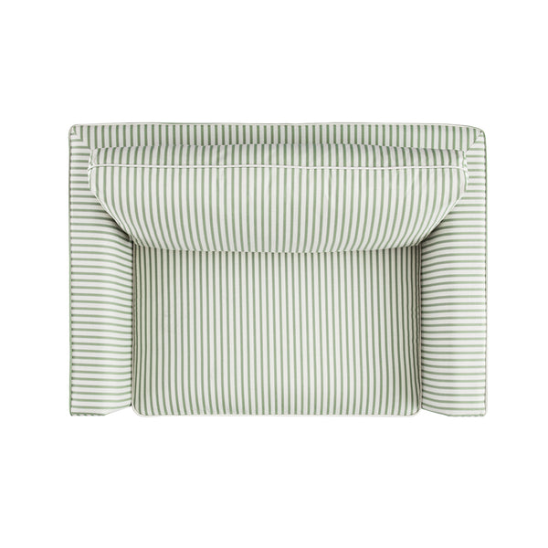 Fitz Skirted Loveseat, Sage Striped Linen Blend