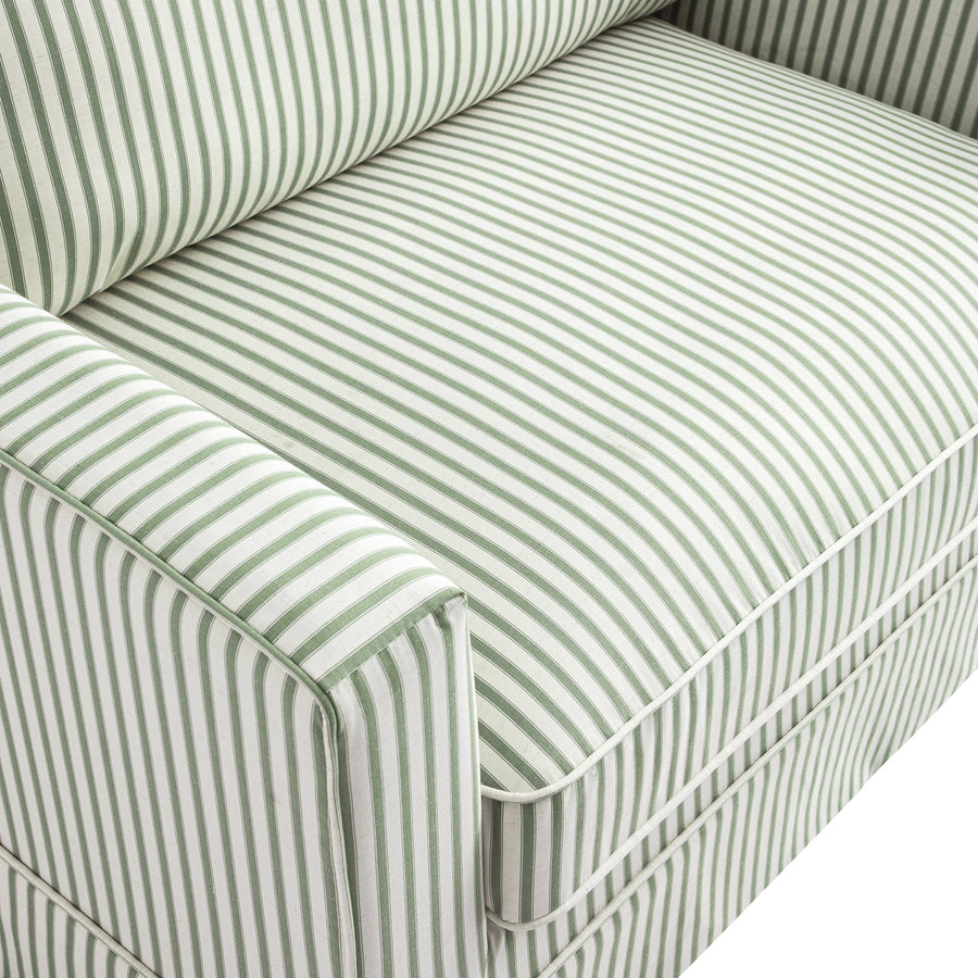 Fitz Skirted Loveseat, Sage Striped Linen Blend - daals