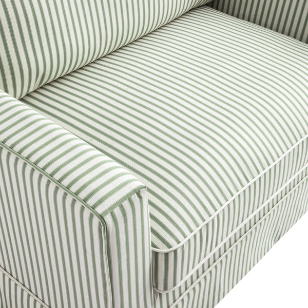 Fitz Skirted Loveseat, Sage Striped Linen Blend