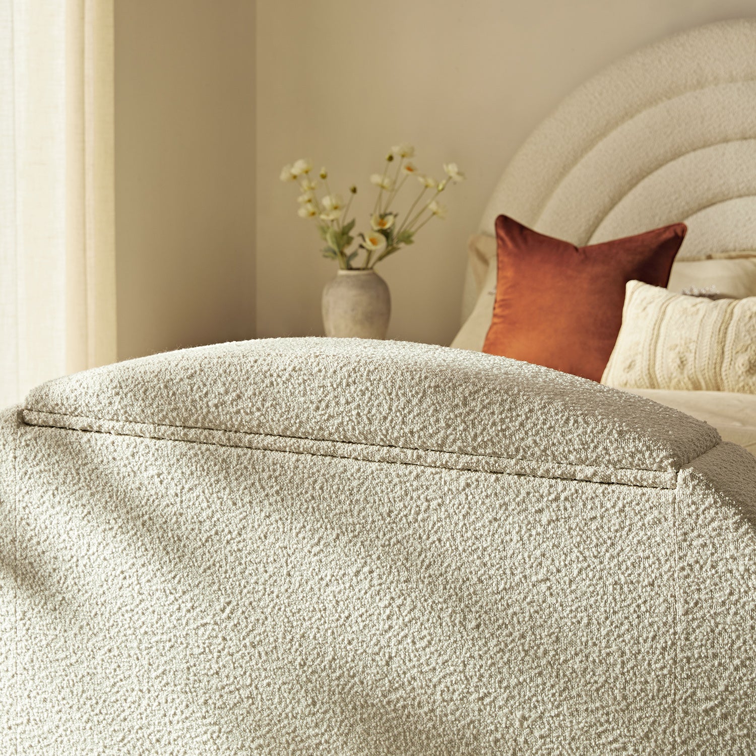 Archer White Boucle Ottoman TV Bed