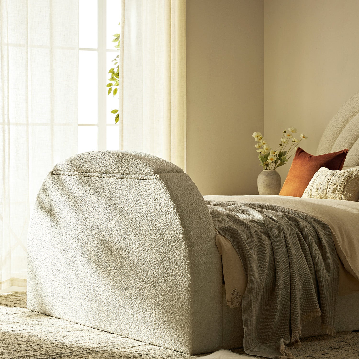 Archer White Boucle Ottoman TV Bed