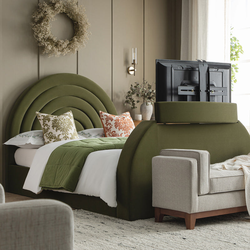 Archer Moss Green Velvet Ottoman TV Bed