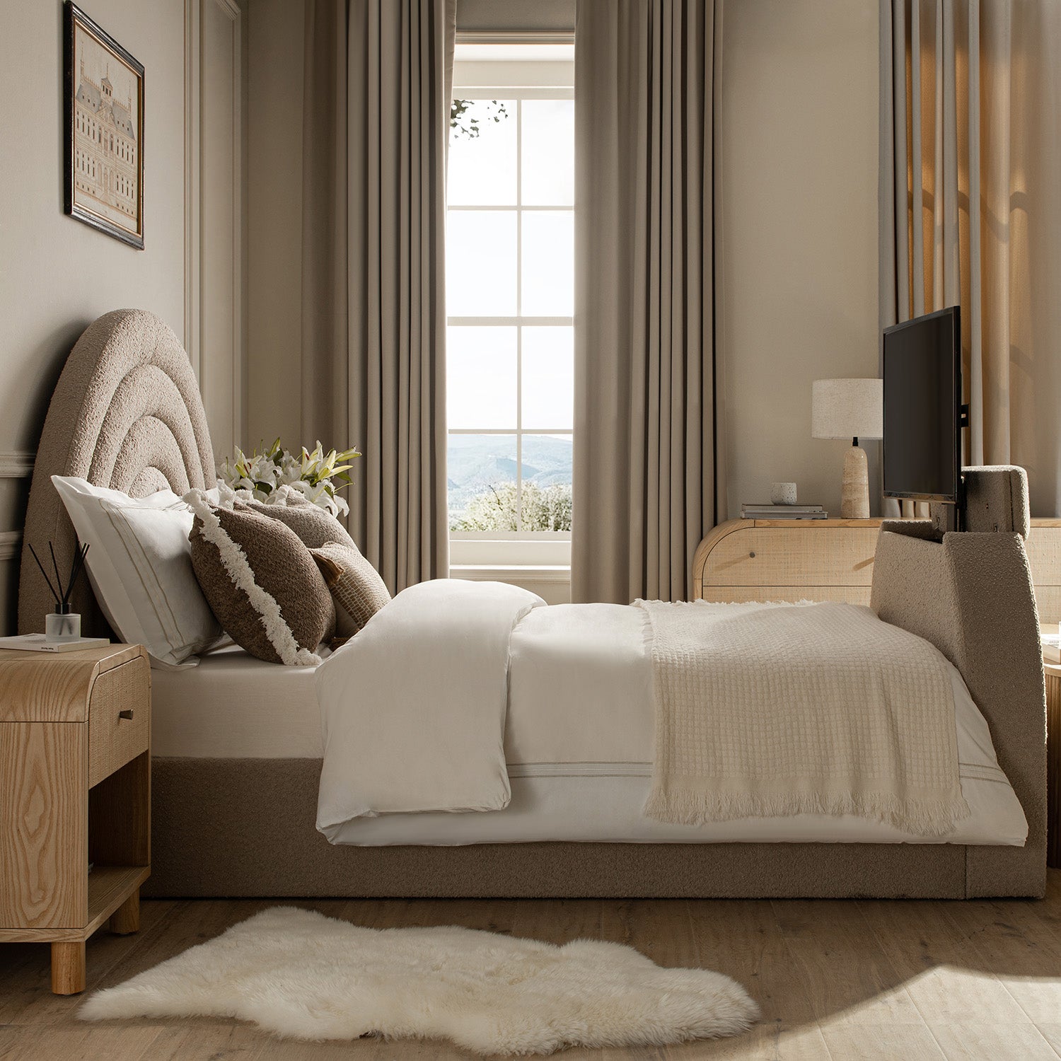 Archer Taupe Boucle Ottoman TV Bed