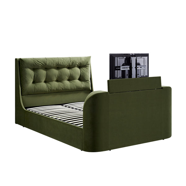 Hadley Moss Green Velvet Ottoman TV Bed - daals