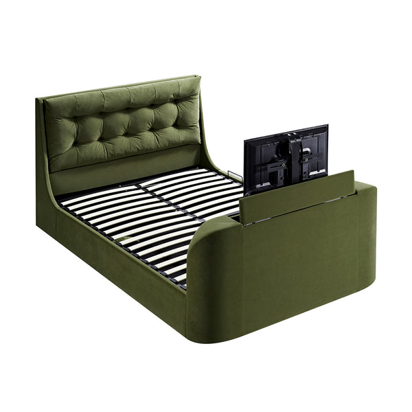 Hadley Moss Green Velvet Ottoman TV Bed - daals