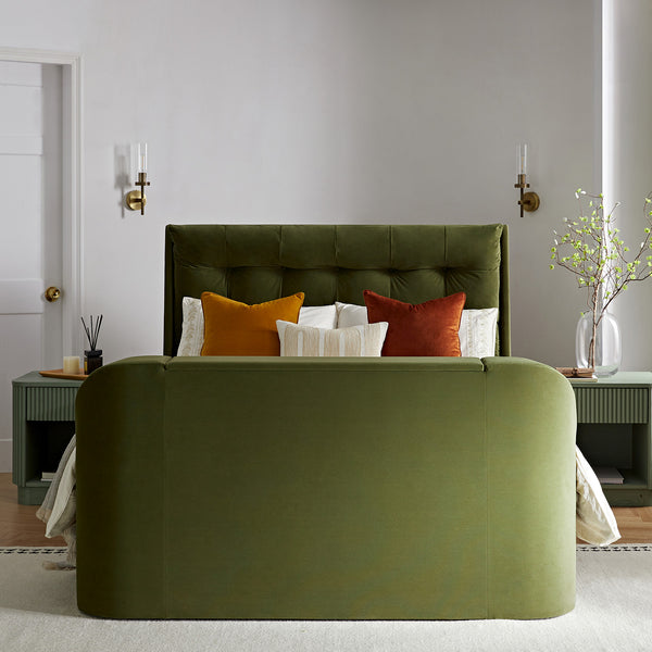 Hadley Moss Green Velvet Ottoman TV Bed - daals