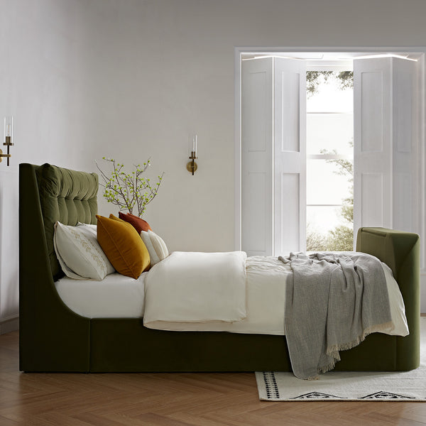 Hadley Moss Green Velvet Ottoman TV Bed - daals