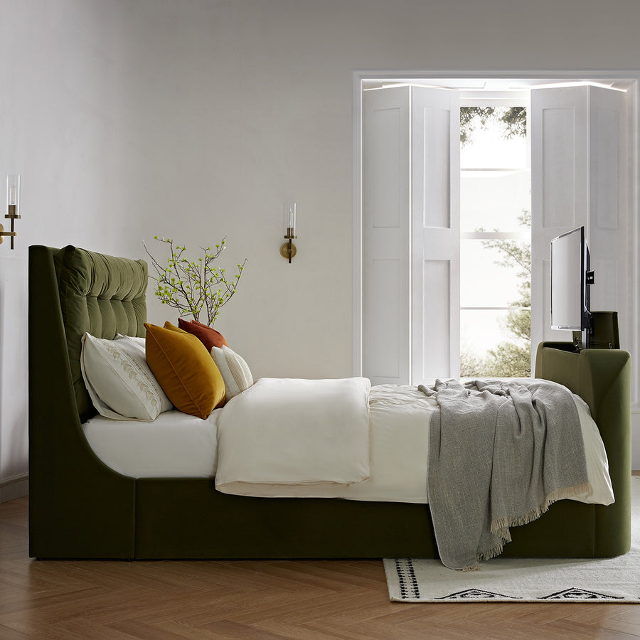 Hadley Moss Green Velvet Ottoman TV Bed
