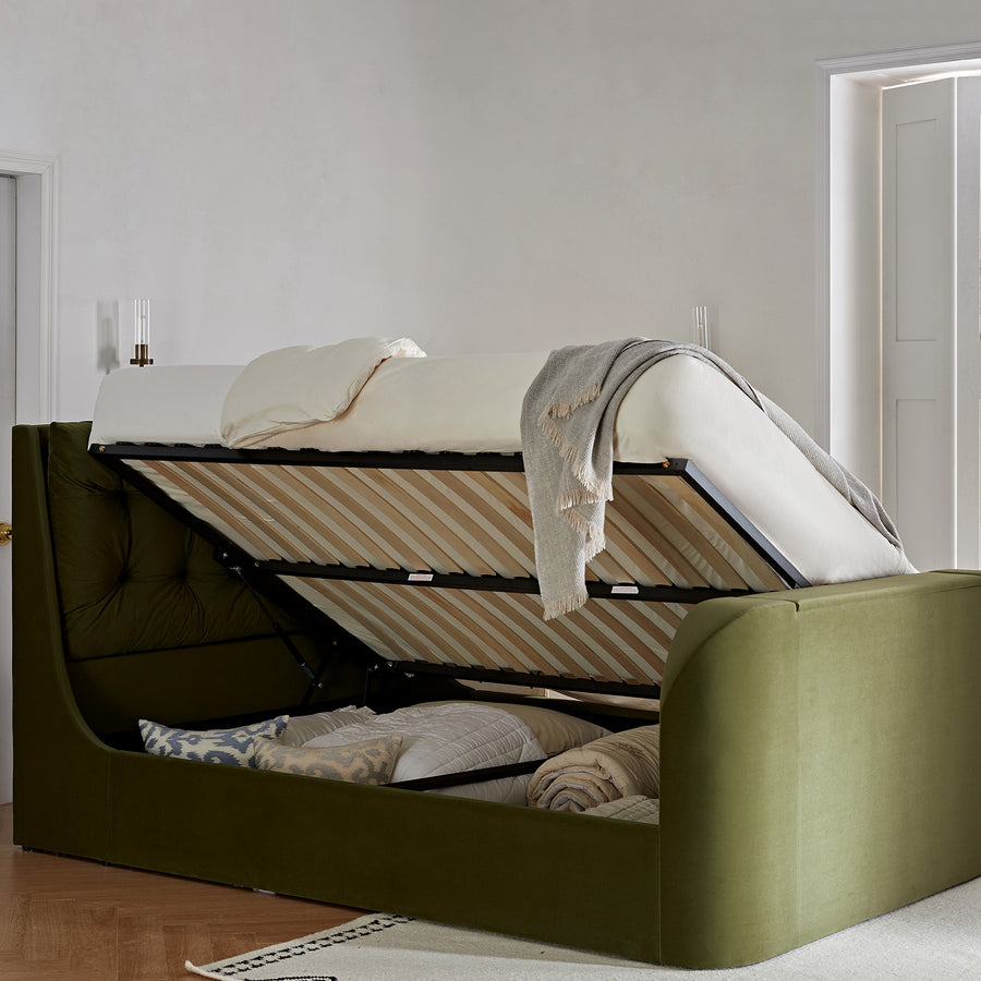 Hadley Moss Green Velvet Ottoman TV Bed