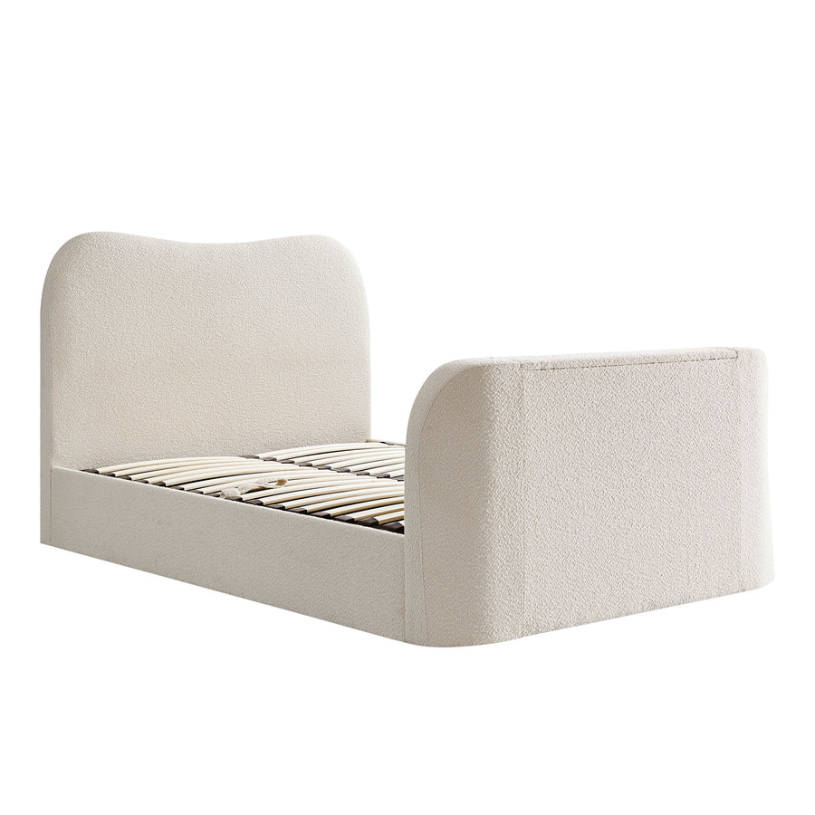 Egerie Curved Headboard Beige Boucle Ottoman TV Bed
