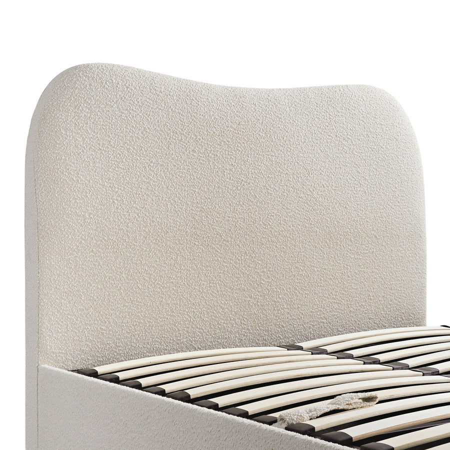 Egerie Curved Headboard Beige Boucle Ottoman TV Bed