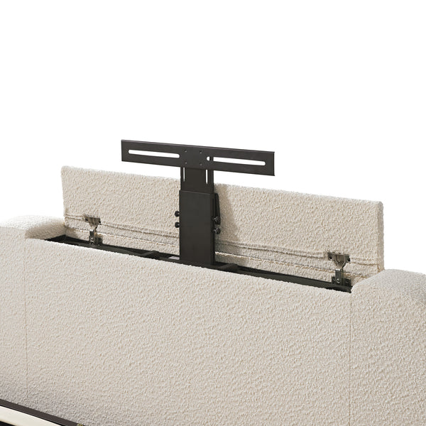 Egerie Curved Headboard Beige Boucle Ottoman TV Bed