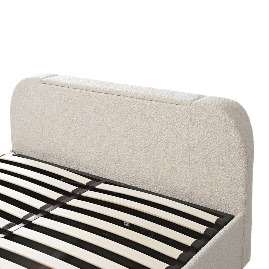 Egerie Curved Headboard Beige Boucle Ottoman TV Bed