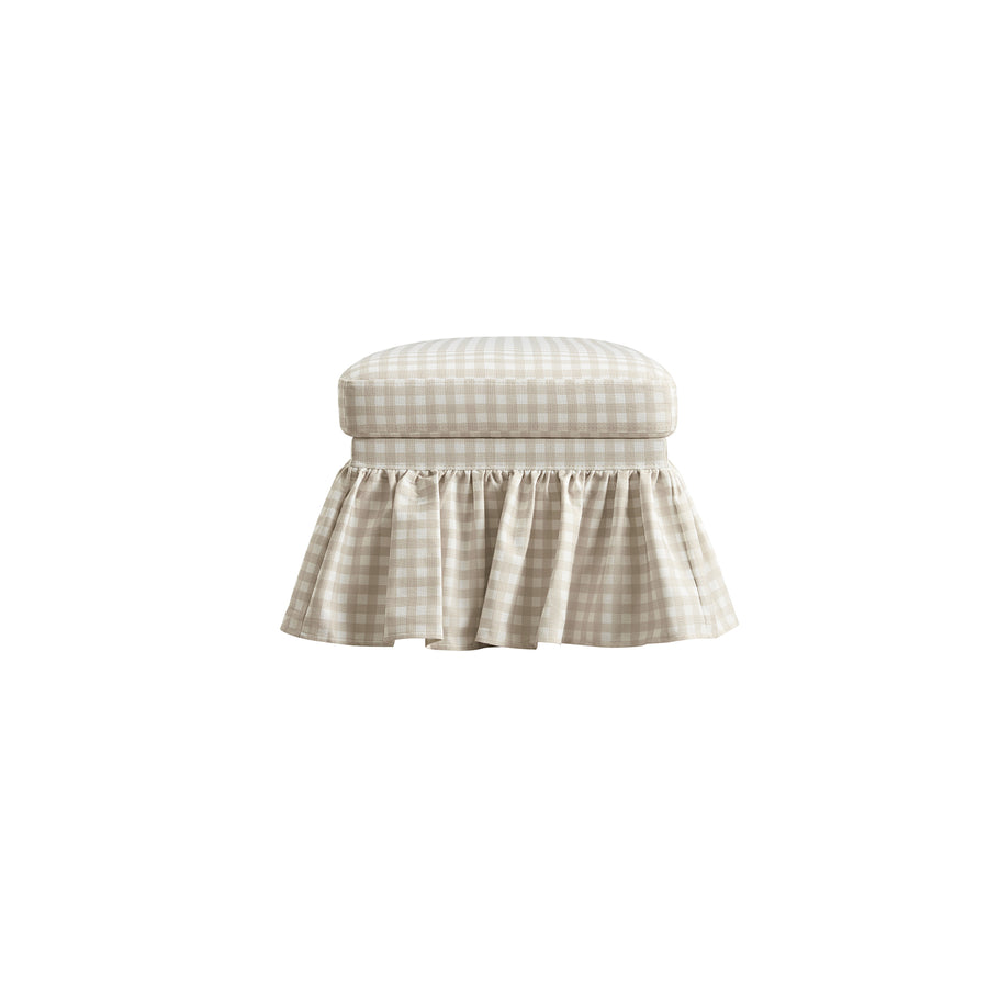 Celeste Ruffled Skirt Upholstered Storage Bench, Beige Gingham