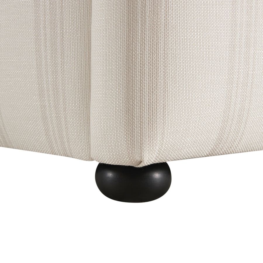 Celeste Upholstered Storage Bed with Ruffled Headboard, Seashell Stripe