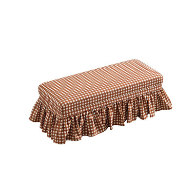 Celeste Ruffled Skirt Upholstered Storage Bench, Brick Gingham