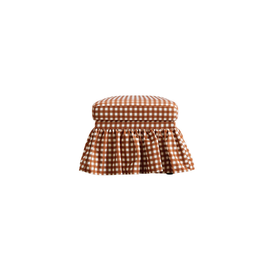 Celeste Ruffled Skirt Upholstered Storage Bench, Brick Gingham