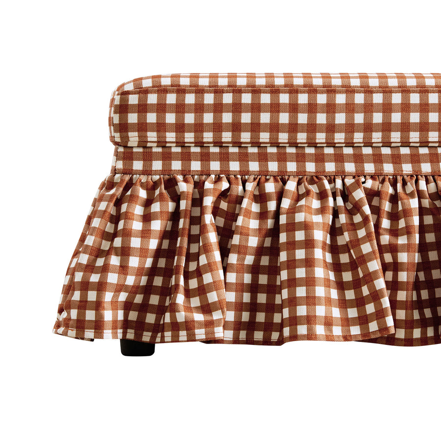 Celeste Ruffled Skirt Upholstered Storage Bench, Brick Gingham