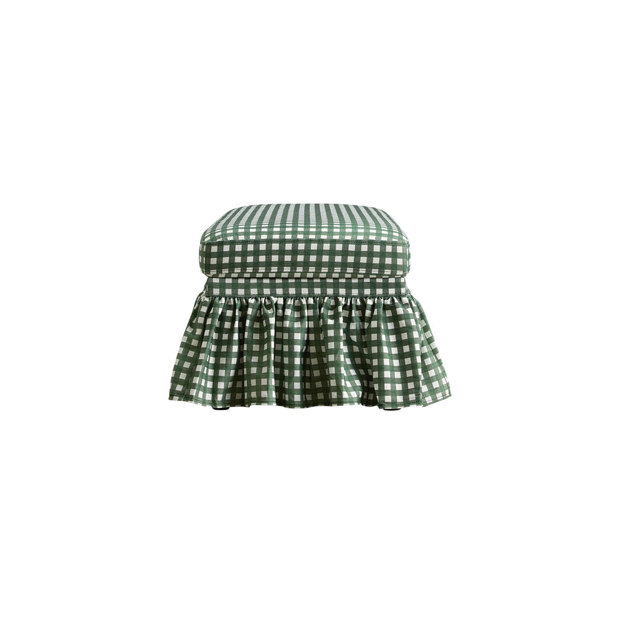 Celeste Ruffled Skirt Upholstered Storage Bench, Spruce Green Gingham - daals