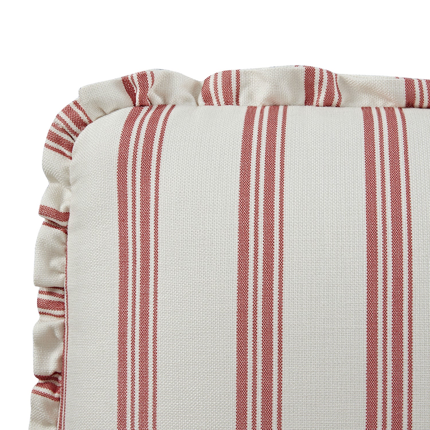Celeste Upholstered Storage Bed with Ruffled Headboard, Peony Red Stripe